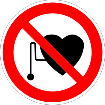 P11 запрещается работа (присутствие) людей со стимуляторами сердечной деятельности (пленка, 200х200 мм) - Знаки безопасности - Запрещающие знаки - ohrana.inoy.org