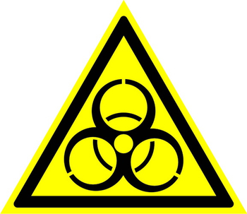 W16 осторожно! биологическая опасность (инфекционные вещества) (пластик, сторона 200 мм) - Знаки безопасности - Предупреждающие знаки - ohrana.inoy.org